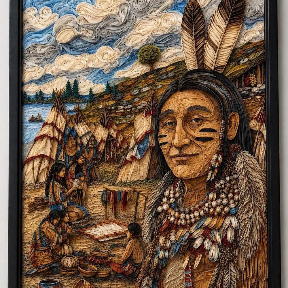 85 X 11 Black Framed Indigenous Village 20 Df
